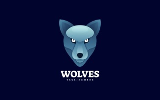 Wolf Head Gradient Color Logo