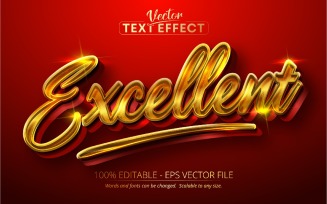 Excellent - Editable Text Effect, Shiny Red And Golden Font Style, Graphics Illustration