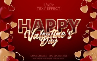 Happy Valentine's Day - Editable Text Effect, Red And Rose Gold Font Style, Graphics Illustration