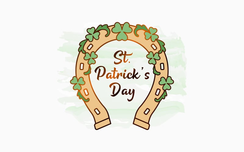 Patrick Day Card With Lucky Horseshoe. Corporate Identity