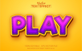 Play - Editable Text Effect, Purple Color Cartoon Font Style, Graphics Illustration