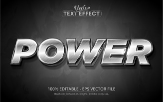 Power - Editable Text Effect, Shiny Silver Font Style, Graphics Illustration