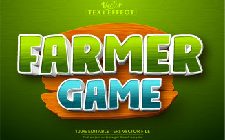 Farmer Game - Editable Text Effect, Cartoon And Game Font Style, Graphics Illustration