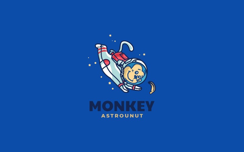 Monkey Astronaut Cartoon Logo Logo Template