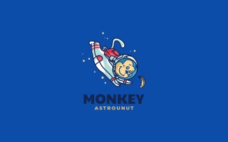 Monkey Astronaut Cartoon Logo