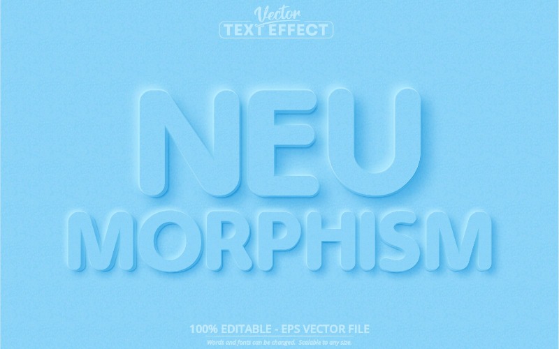 Neumorphism - Editable Text Effect, Minimalistic Blue Color Font Style, Graphics Illustration