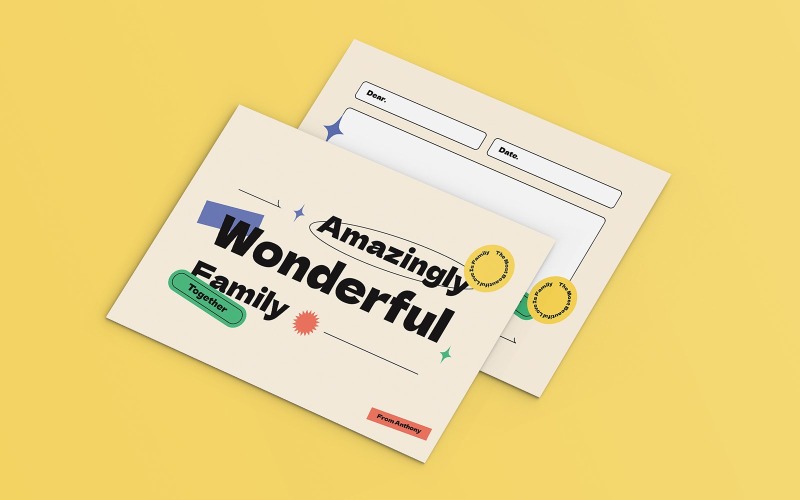 Retro Family Greeting card Template Corporate Identity
