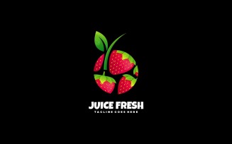 Strawberry Juice Fresh Gradient Logo