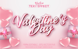Valentine's Day - Editable Text Effect, Soft Pink Cartoon Font Style, Graphics Illustration