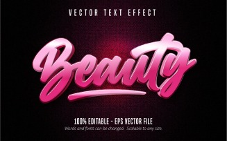 Beauty - Editable Text Effect, Pink Cartoon Font Style, Graphics Illustration