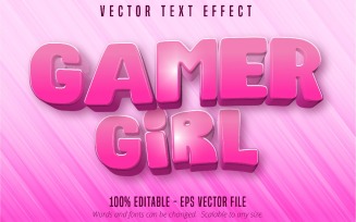 Gamer Girl - Editable Text Effect, Pink Color Cartoon Font Style, Graphics Illustration