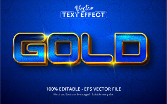 Gold - Editable Text Effect, Blue And Gold Textured Font Style, Graphics Illustration
