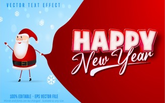 Happy New Year - Editable Text Effect, Cartoon Santa Claus Font Style, Graphics Illustration
