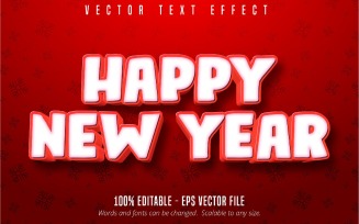 Happy New Year - Editable Text Effect, Red Cartoon Font Style, Graphics Illustration