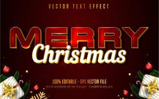 Merry Christmas - Editable Text Effect, Cartoon And Gold Color Font Style, Graphics Illustration