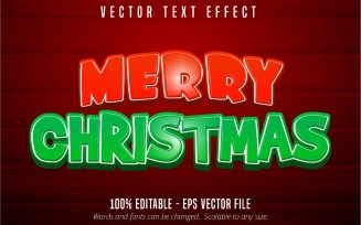 Merry Christmas - Editable Text Effect, Green And Red Cartoon Font Style, Graphics Illustration