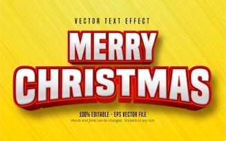 Merry Christmas - Editable Text Effect, Red And Yellow Cartoon Font Style, Graphics Illustration