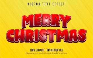 Merry Christmas - Editable Text Effect, Red Color Cartoon Font Style, Graphics Illustration