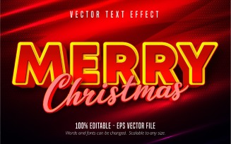 Merry Christmas - Editable Text Effect, Shiny Red Cartoon Font Style, Graphics Illustration