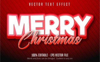 Merry Christmas - Editable Text Effect, White And Red Cartoon Font Style, Graphics Illustration