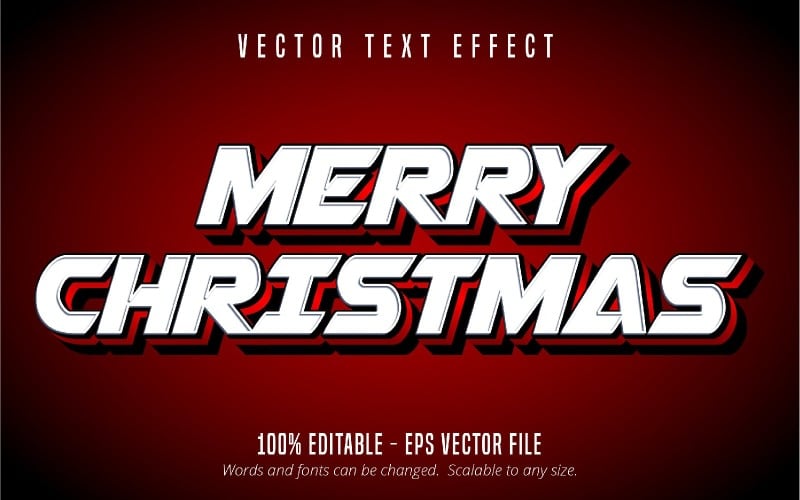 Merry Christmas - Editable Text Effect, White Cartoon Font Style, Graphics Illustration