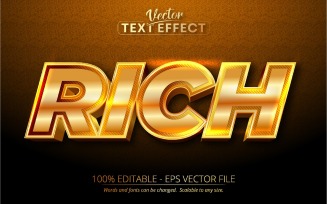 Rich - Editable Text Effect, Gold Textured Font Style, Graphics Illustration