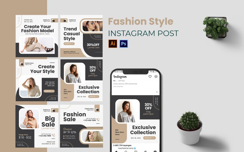 Fashion Style Instagram Post Template Social Media