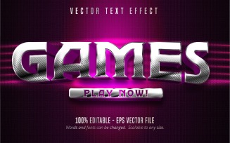 Games - Editable Text Effect, Silver Color Game Font Style, Graphics Illustration