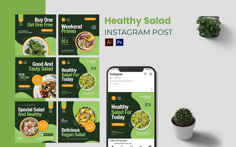 Healthy Salad Instagram Post Social Media