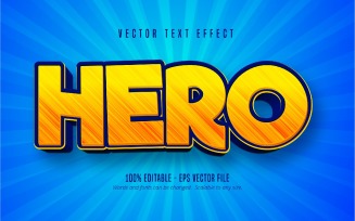 Hero - Editable Text Effect, Yellow Cartoon Font Style, Graphics Illustration