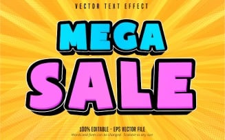 Mega Sale - Editable Text Effect, Blue And Purple Cartoon Font Style, Graphics Illustration