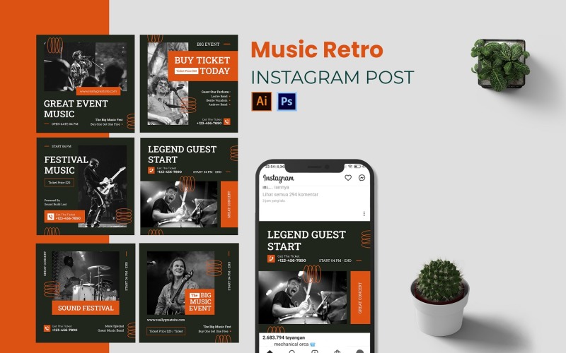 Music Retro Instagram Post Social Media