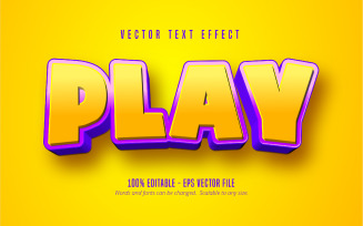 Play - Editable Text Effect, Yellow And Purple Cartoon Font Style, Graphics Illustration
