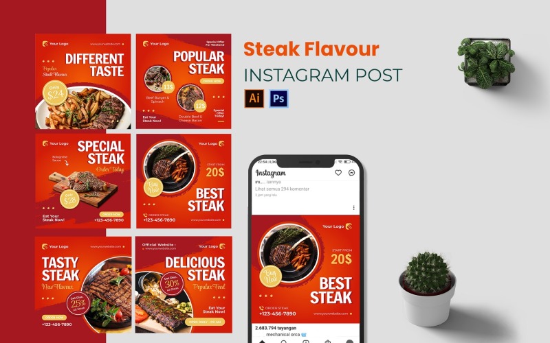 Steak Flavour Instagram Post Social Media