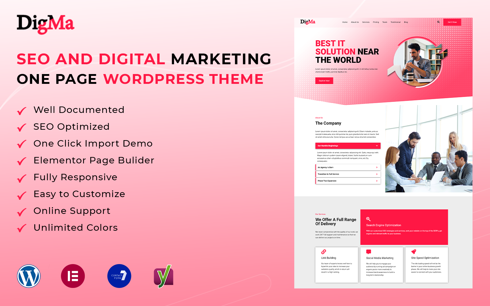 DigMa - SEO & Digital Marketing One Page Wordpress Theme