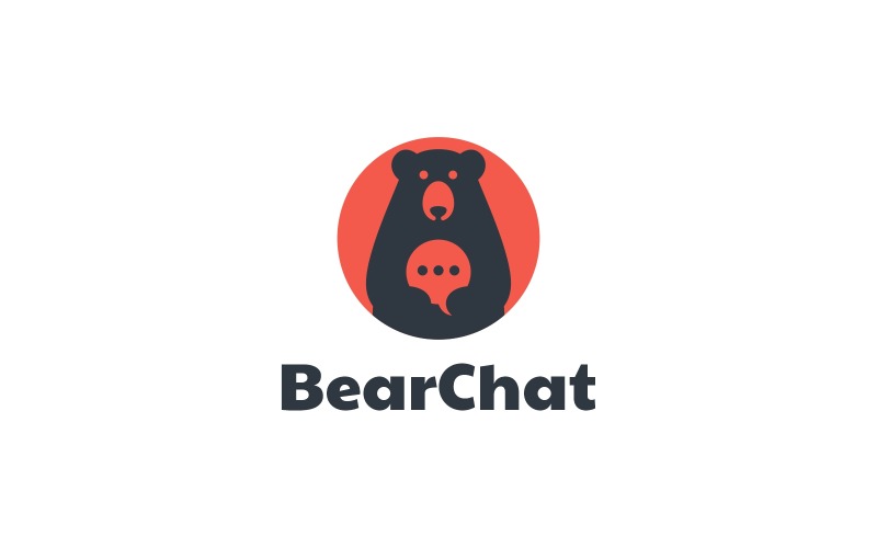 Bear Chat Silhouette Logo Style Logo Template