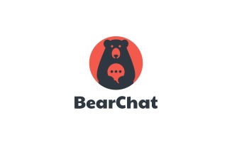 Bear Chat Silhouette Logo Style