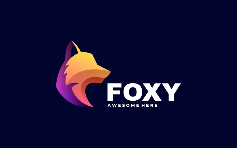 Fox Head Gradient Colorful Logo Logo Template