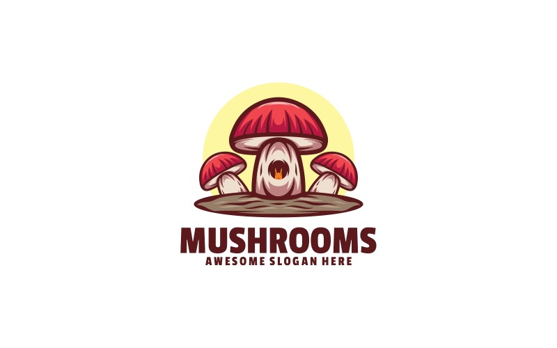 Mushroom Simple Mascot Logo Logo Template