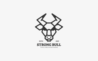 Strong Bull Line Art Logo Style