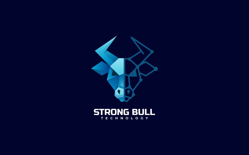 Strong Bull Technology Gradient Logo Style Logo Template