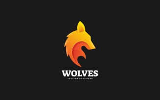 Wolf Head Gradient Color Logo Style