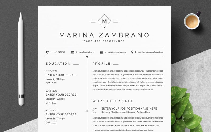 Zambrano / Clean CV Template Resume Template