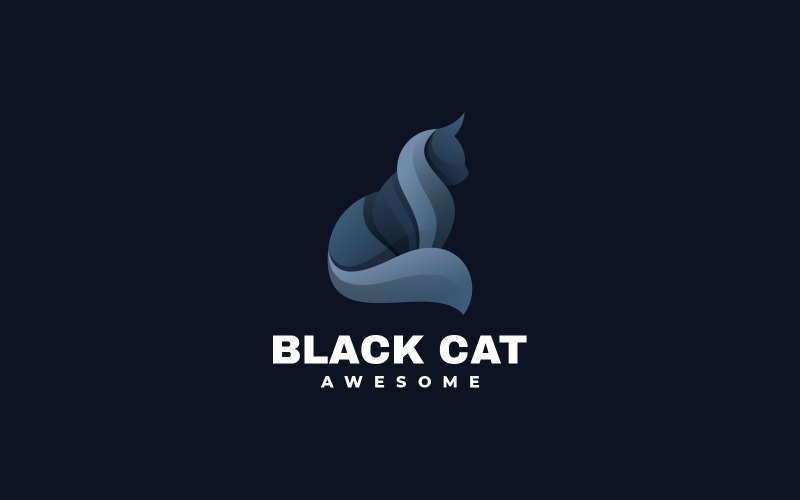 Black Cat Gradient Logo Style Logo Template