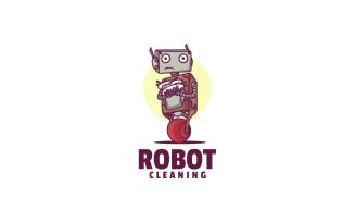 Cleaning Robot Simple Mascot Logo