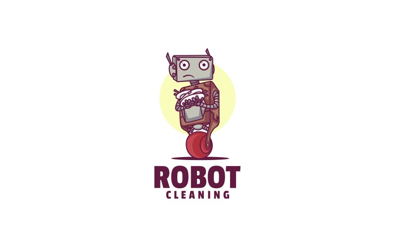 Cleaning Robot Simple Mascot Logo Logo Template