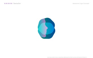 Face Logo Template Minimalistic Design with Overlay Color Effect