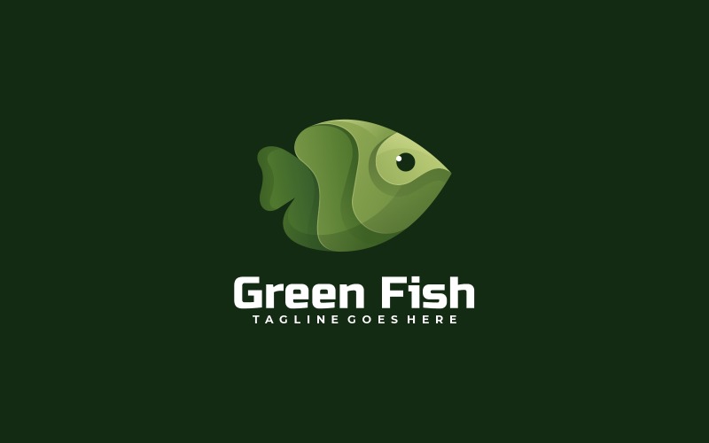 Green Fish Gradient Logo Style Logo Template