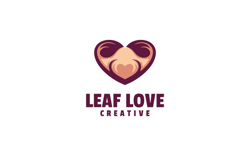 Leaf Love Simple Mascot Logo Logo Template