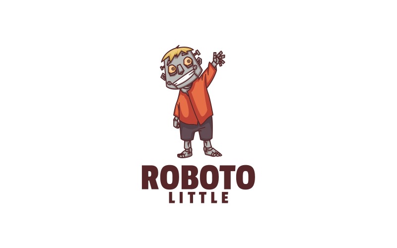 Little Roboto Simple Mascot Logo Logo Template